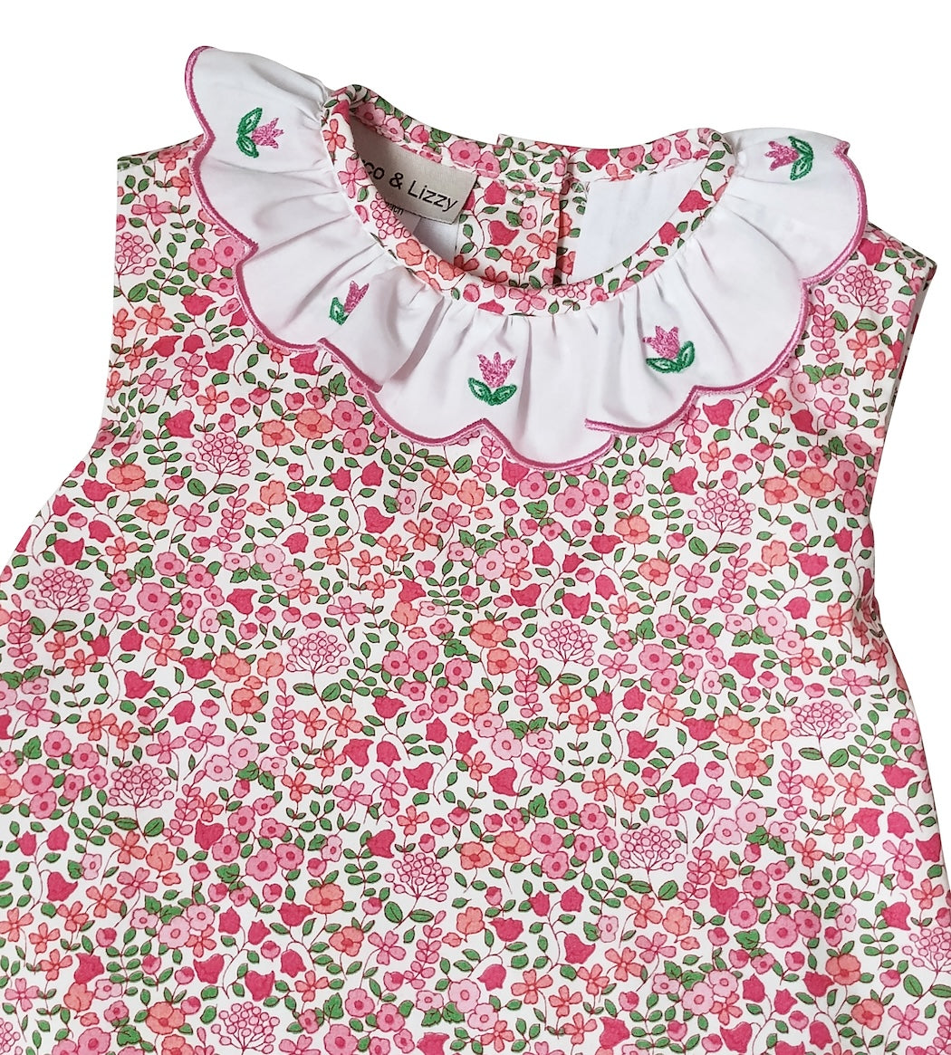Brooke floral print Spring baby girl bloomer set