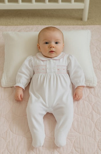 Baby Girl's "CelineHand Smcoked Footie - Little Threads Inc. Children's Clothing