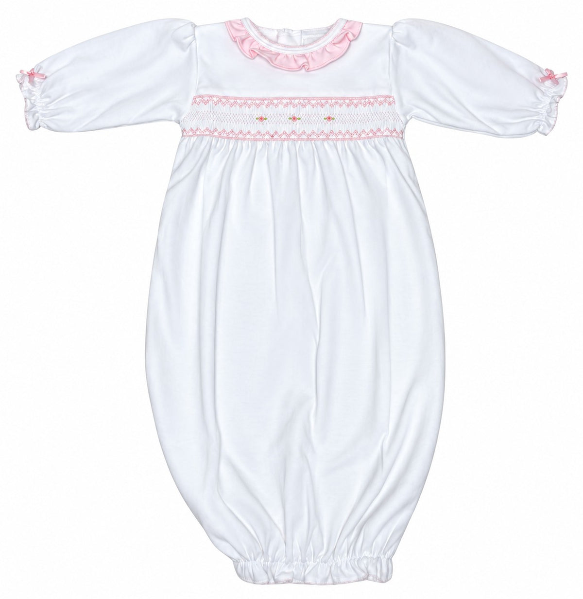 White baby girl smocked daygown