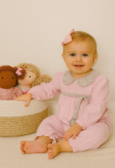 Girl's Pink corduroy Romper Winter Meadows Collection - Little Threads Inc. Children's Clothing