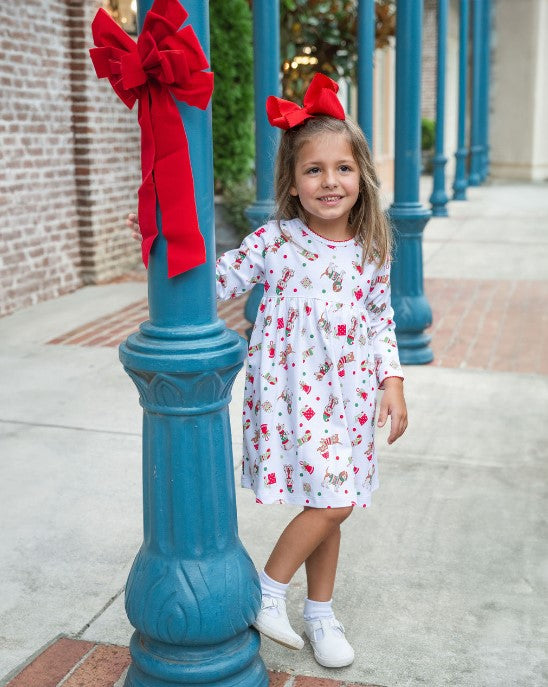 Christmas dogs Pima cotton dress - Little Threads Inc. Children's Clothing
