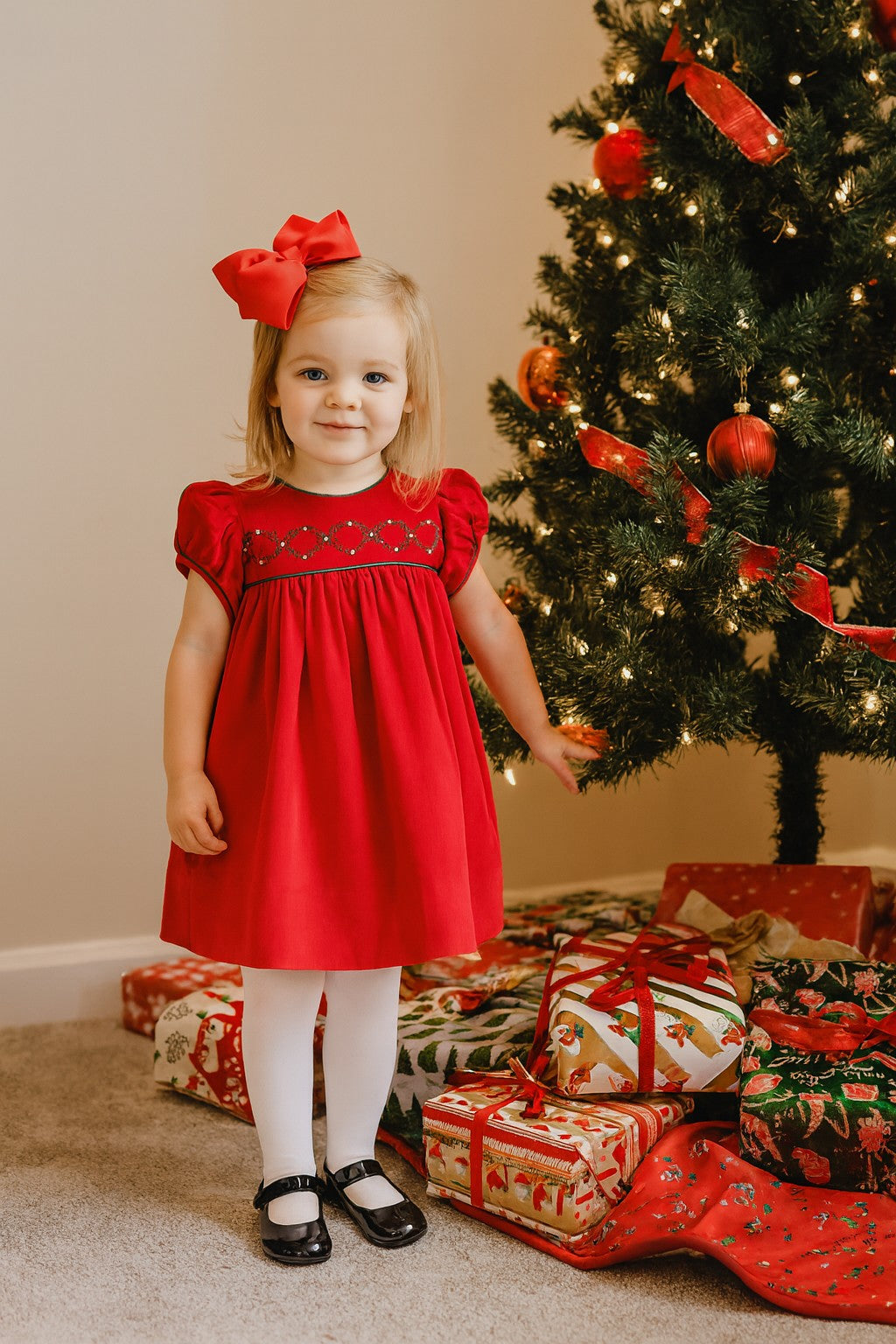 Christmas Time Girl's Red Float Dress