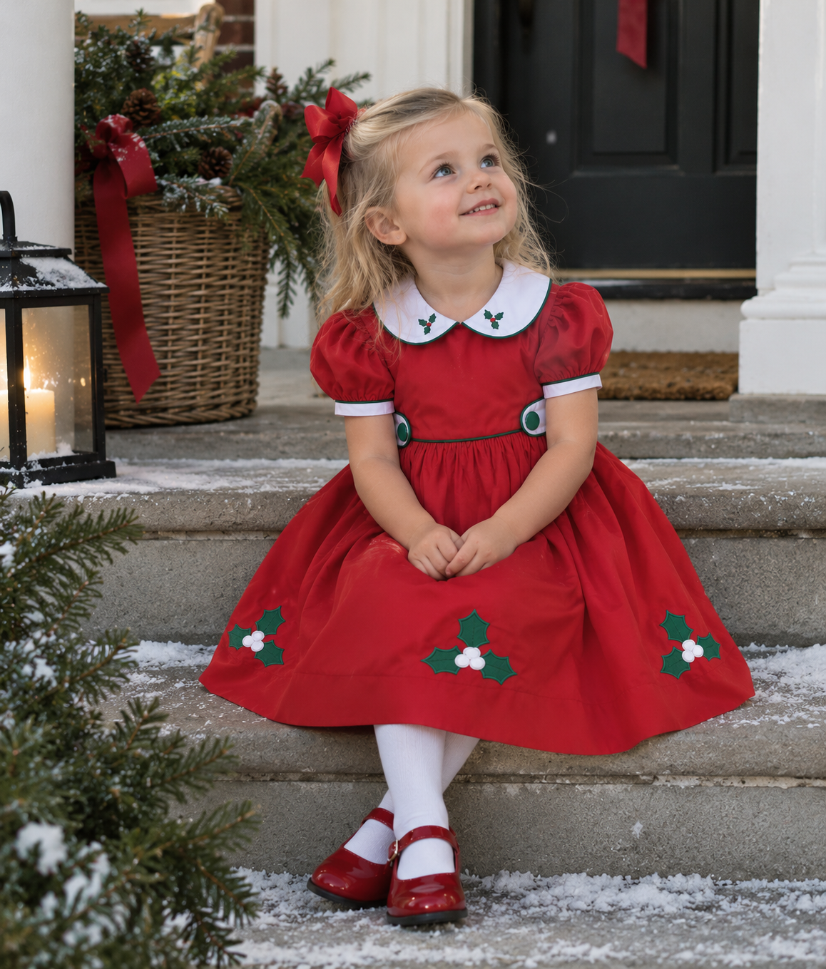 Girls Christmas Hollies Dress