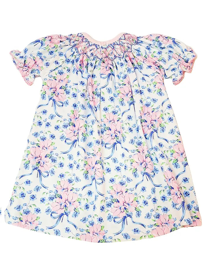 Blue Spring Flowers Girl's Bishop Dress - Little Threads Inc. Children's Clothing