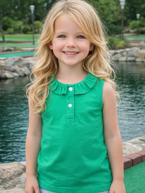 Golf Girl's Green Pima Top - Little Threads Inc. Children's Clothing