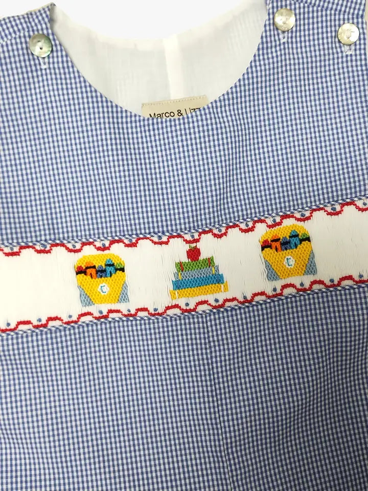 Back to School Boys Smocked overall - Little Threads Inc. Children's Clothing