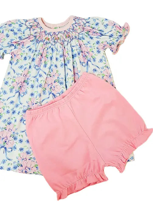 Blue Spring Flowers Girl's Bishop Dress - Little Threads Inc. Children's Clothing