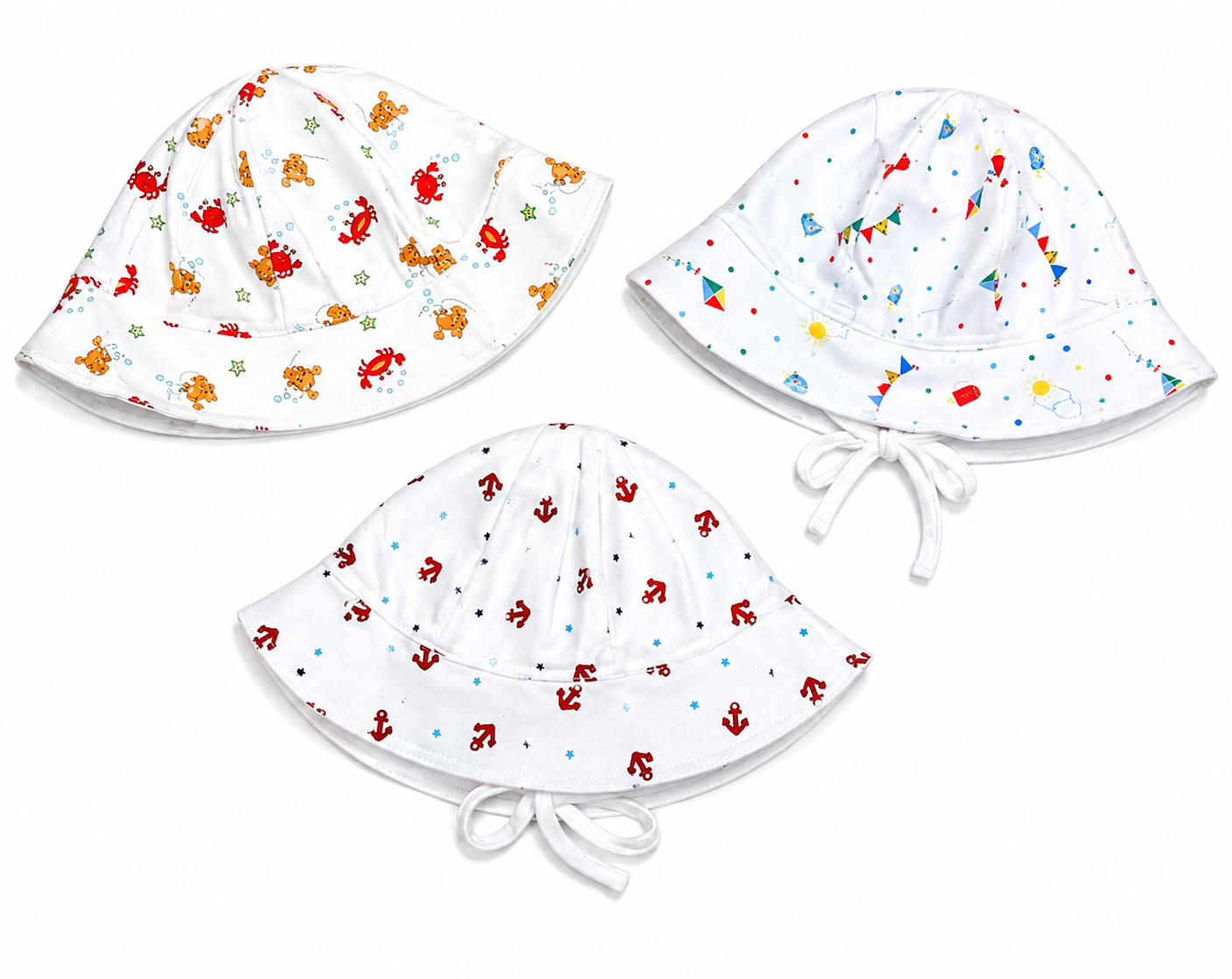 Baby Boys Sunhat Bundle- Anchors and Stars, Crabs and Lobsters and Kites