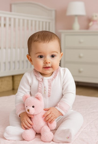 Rose Clusters White Baby Girl Footie - Little Threads Inc. Children's Clothing