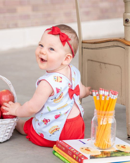 Back To school baby girl bloomer set Pima Cotton - Little Threads Inc. Children's Clothing