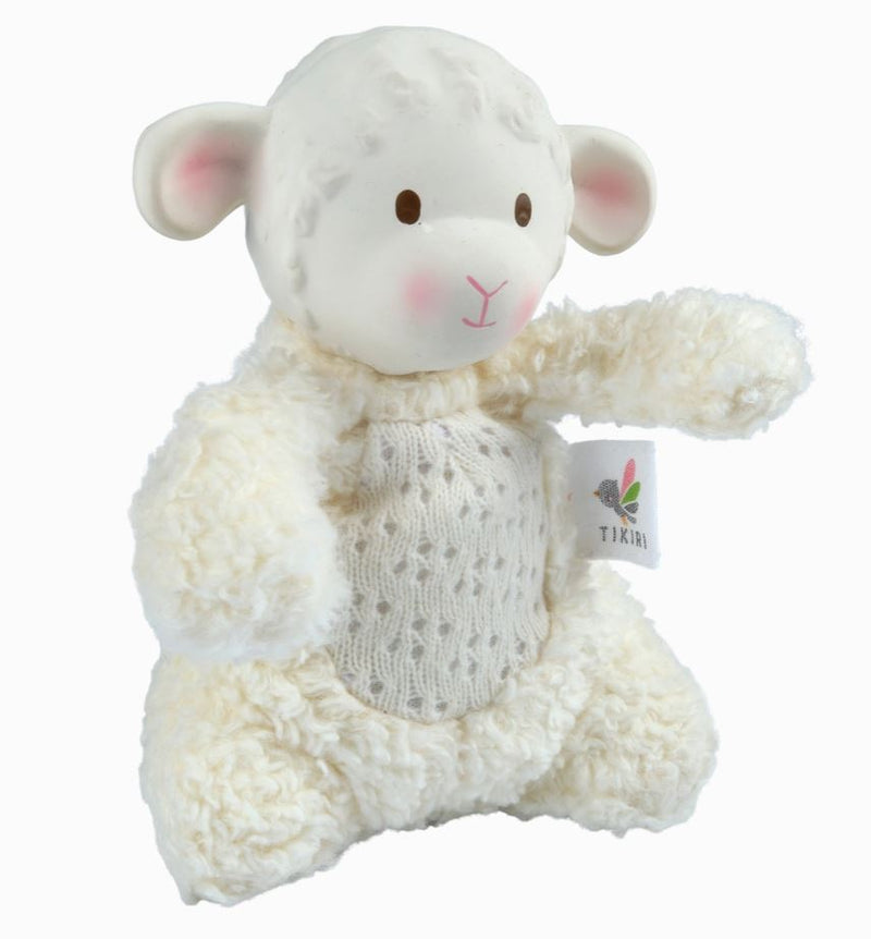 Bahbah the Lamb Baby Soft Toy w/ Natural Rubber Teether Head - Little Threads Inc. Children's Clothing