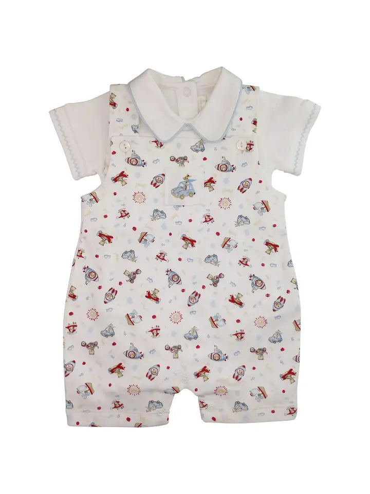 Animals On The Go Baby Boy Pima Cotton Overall Set - Little Threads Inc. Children's Clothing