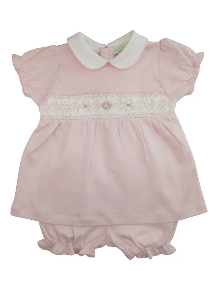 Hand Smocked Flower Pima Cotton Dress Set - Little Threads Inc. Children's Clothing