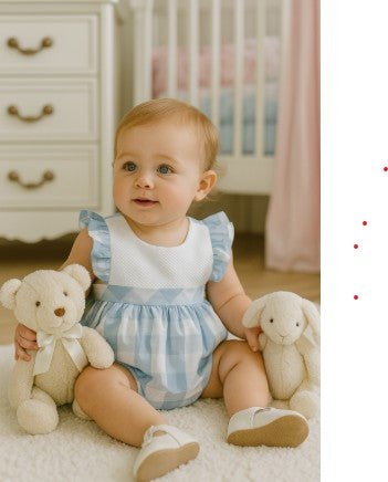 Large blue checks baby girl's bubble