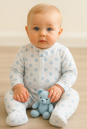 Baby Boy's "Blue Bears" Print Footie - Little Threads Inc. Children's Clothing