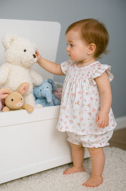 Bows & Flowers Bishop Dress - Little Threads Inc. Children's Clothing