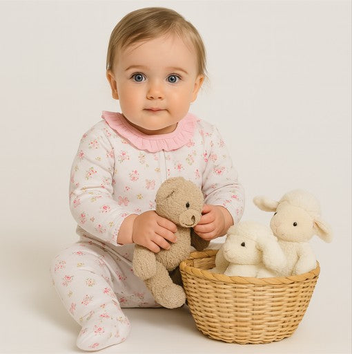 Bows & Flowers Baby Girl Footie - Little Threads Inc. Children's Clothing