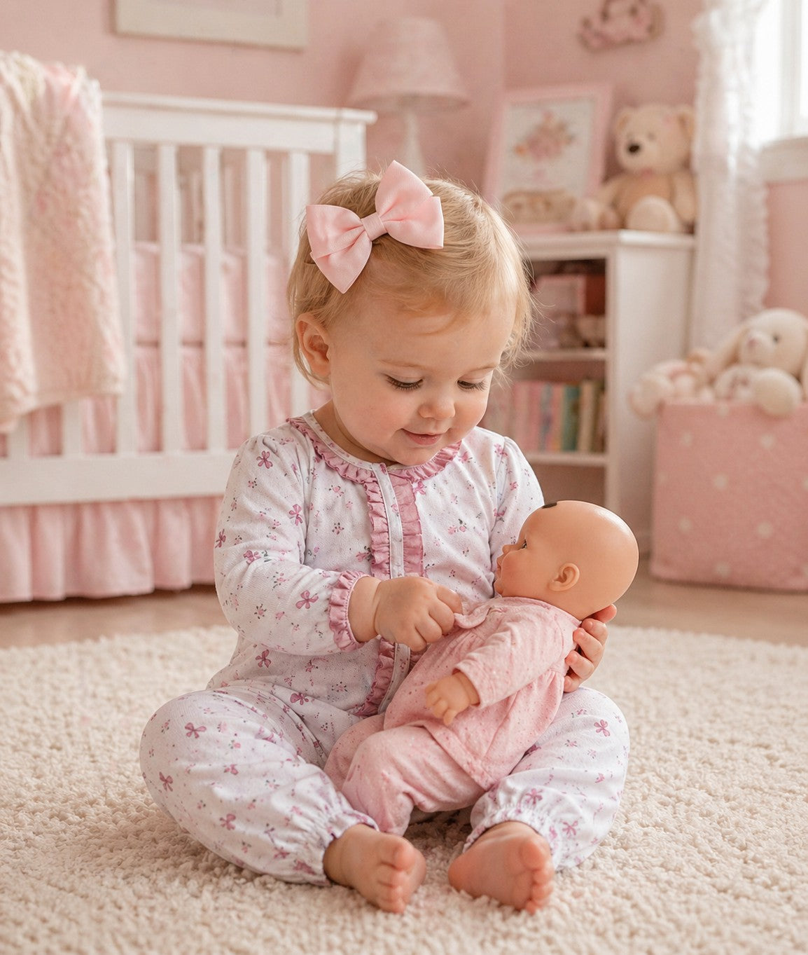 Pink Bows Print Baby Girl Converter - Little Threads Inc. Children's Clothing