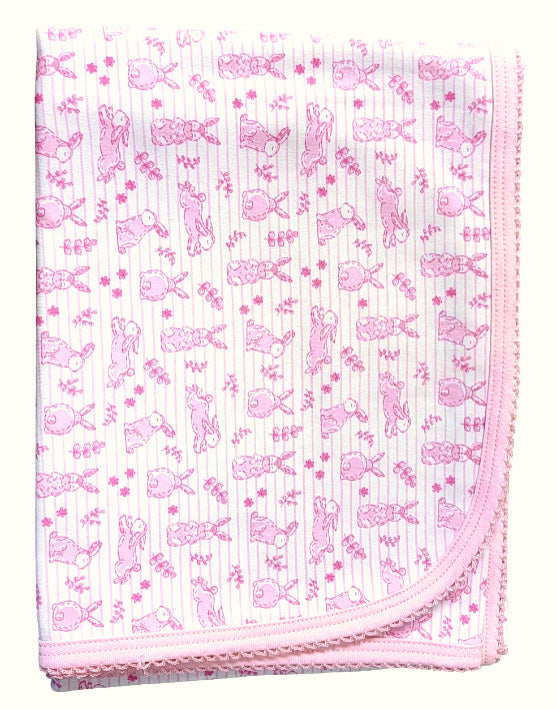 Easter Bunnies Baby Girl Pima Cotton Blanket - Little Threads Inc. Children's Clothing