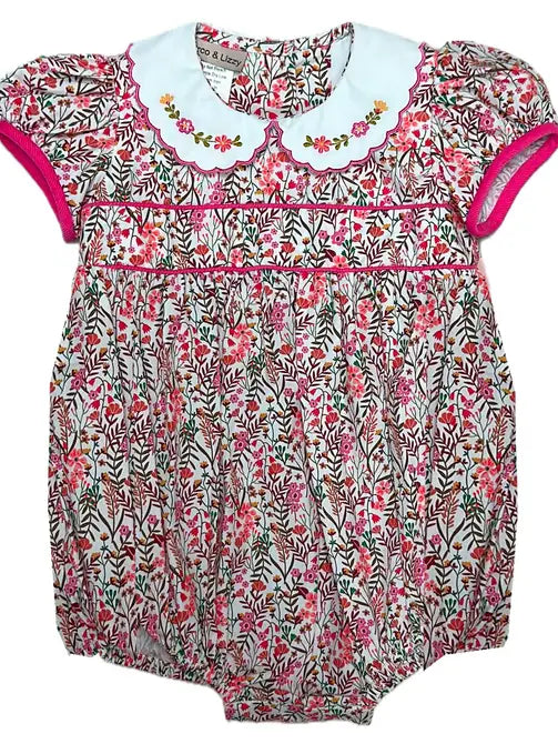 Baby Girl's "Amy & Lucas" Bubble with Embroidered Collar