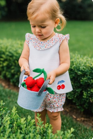 Baby Girl's Red Cherries Applique  Bloomer Set - Little Threads Inc. Children's Clothing