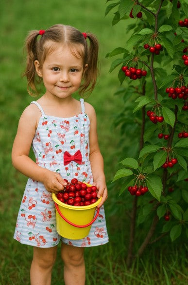 Cherry Print Girl's romper - Little Threads Inc. Children's Clothing