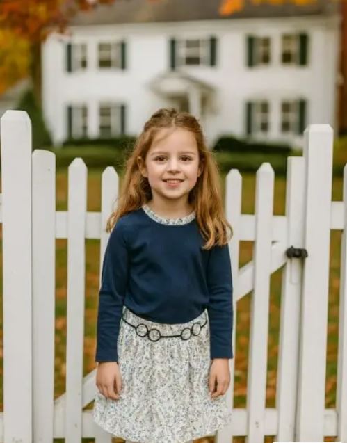 Girl's Dainty Blue Floral Girls Skirt Set Ariana and Drew Collection