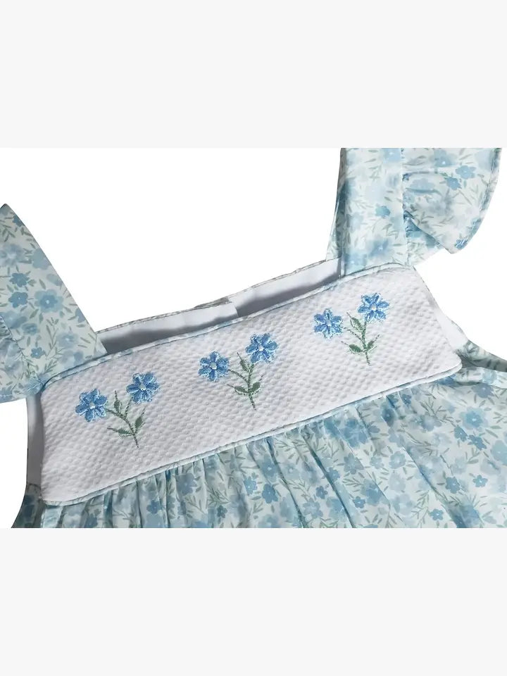 Carly & Ronnie Baby girl blue flowers romper - Little Threads Inc. Children's Clothing
