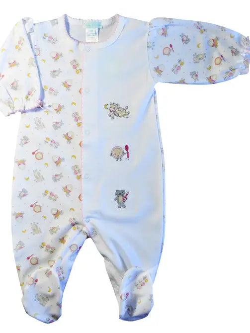 Newborn Baby Girl' "Nursery Rhymes" Print Pima Footie - Little Threads Inc. Children's Clothing