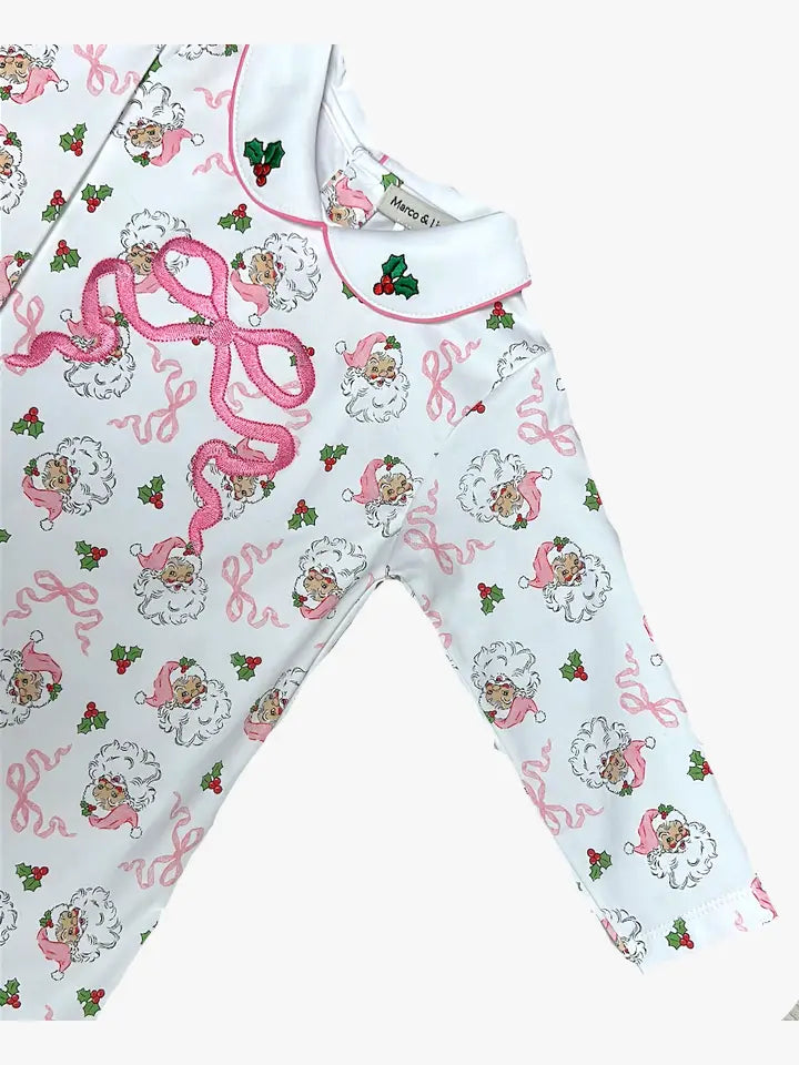 Santa Girl's bows dress Pink Santa Collection - Little Threads Inc. Children's Clothing