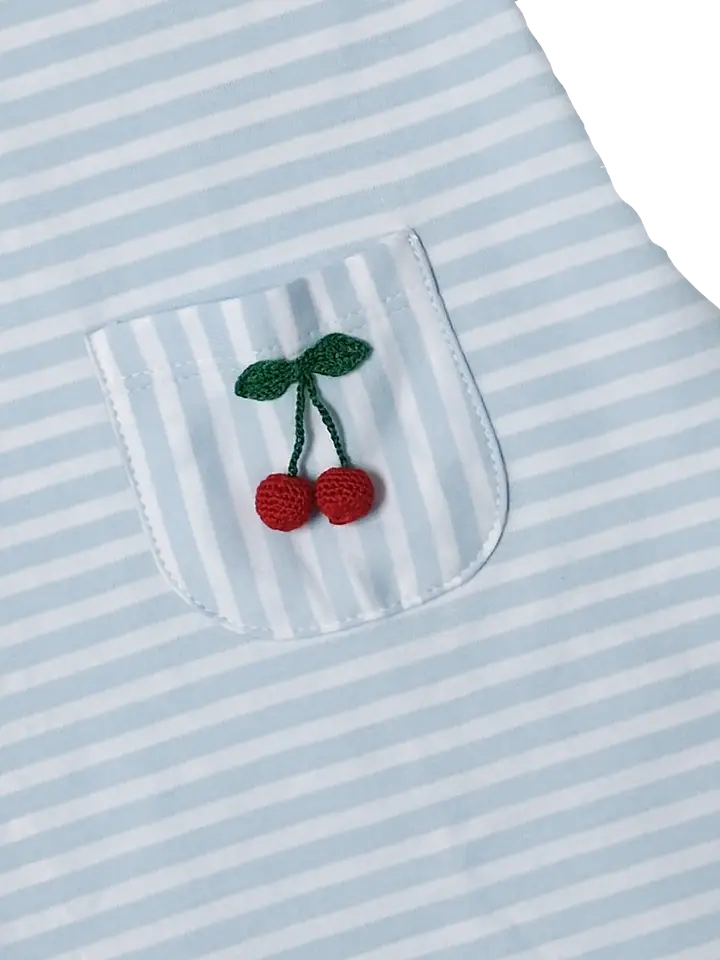 Cherry Striped Float Pocket Dress