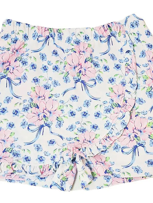 Blue Spring Flowers Girl's Floral Skort - Little Threads Inc. Children's Clothing