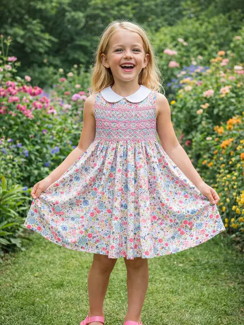 Celine Collection Smocked Dress - Little Threads Inc. Children's Clothing