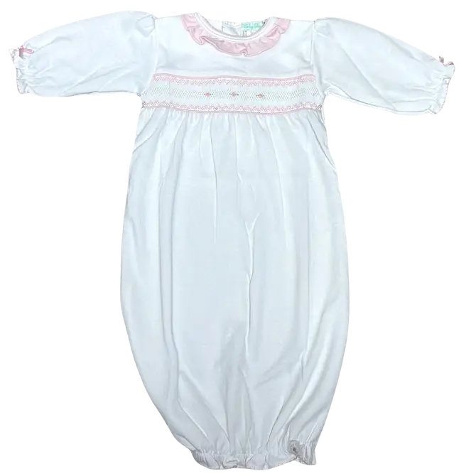 Sweet Baby White Jacquard Girls Gown - Little Threads Inc. Children's Clothing