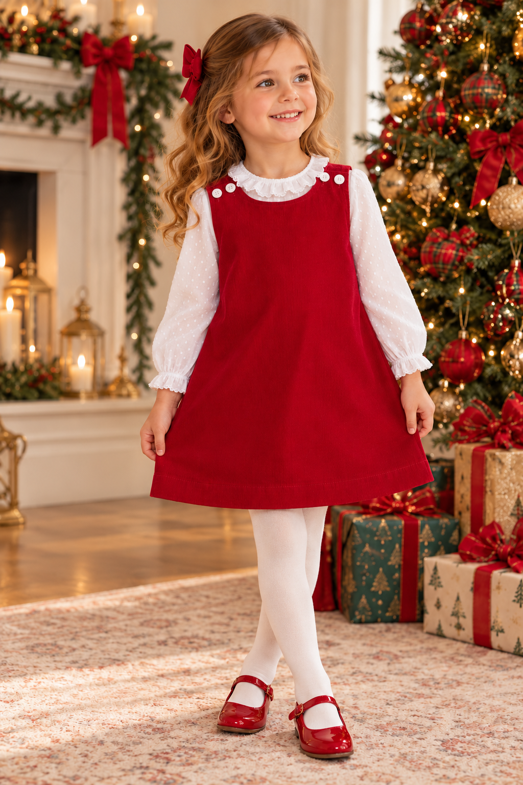 Red Corduroy Girls Dress - Little Threads Inc. Children's Clothing