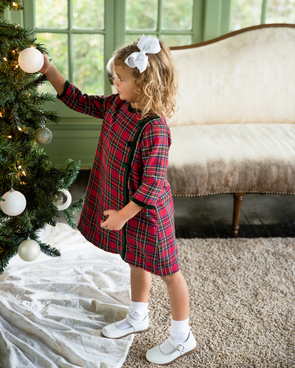 Girl's "Christmas Plaids" A line Button Girl - Little Threads Inc. Children's Clothing
