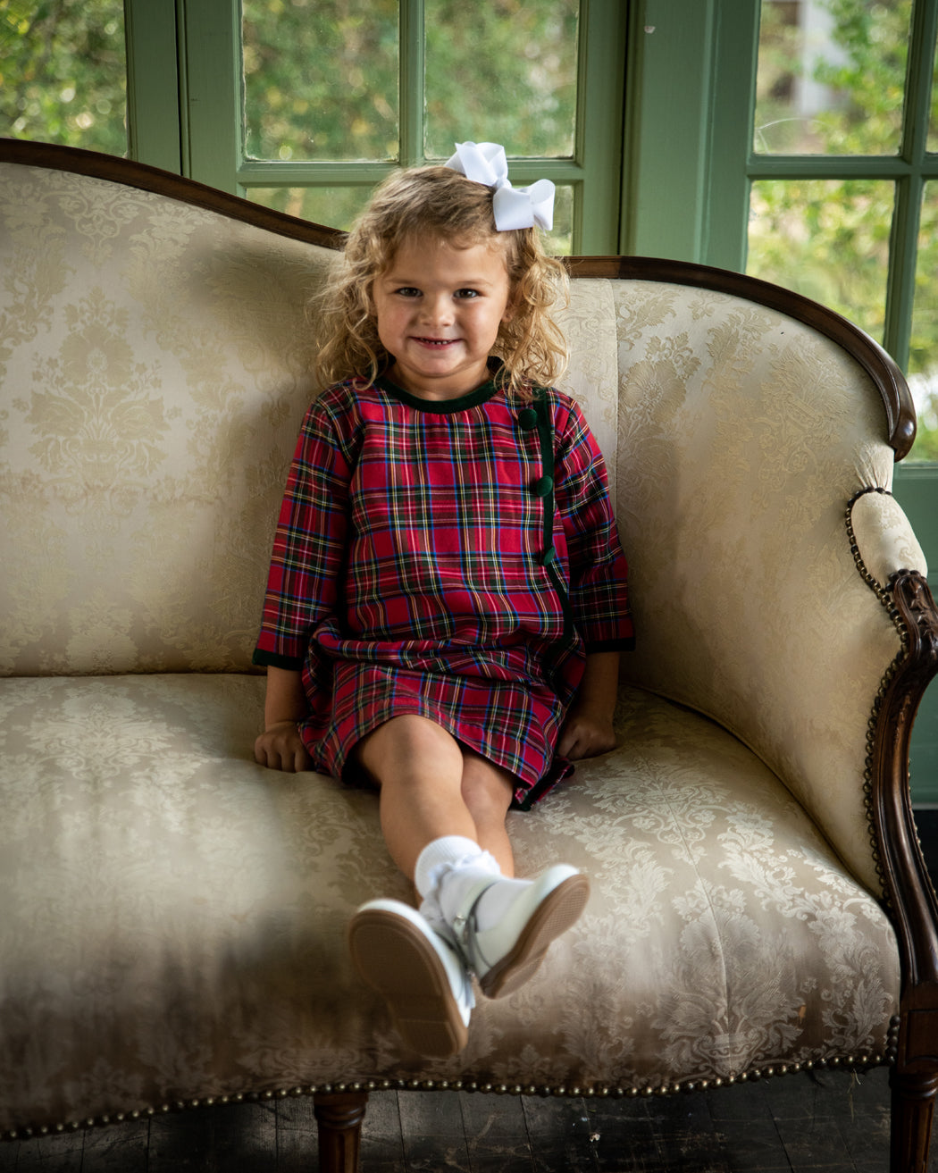 Girl's "Christmas Plaids" A line Button Girl - Little Threads Inc. Children's Clothing