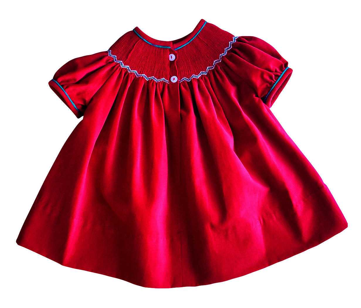 Christmas Time Girl Hand Smocked Bishop Red Dress - Little Threads Inc. Children's Clothing