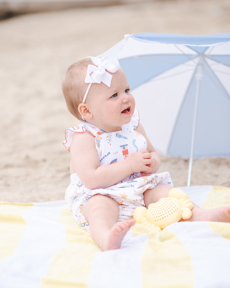 Orange  Baby Girl's Nautical Print Sunsuit - Little Threads Inc. Children's Clothing