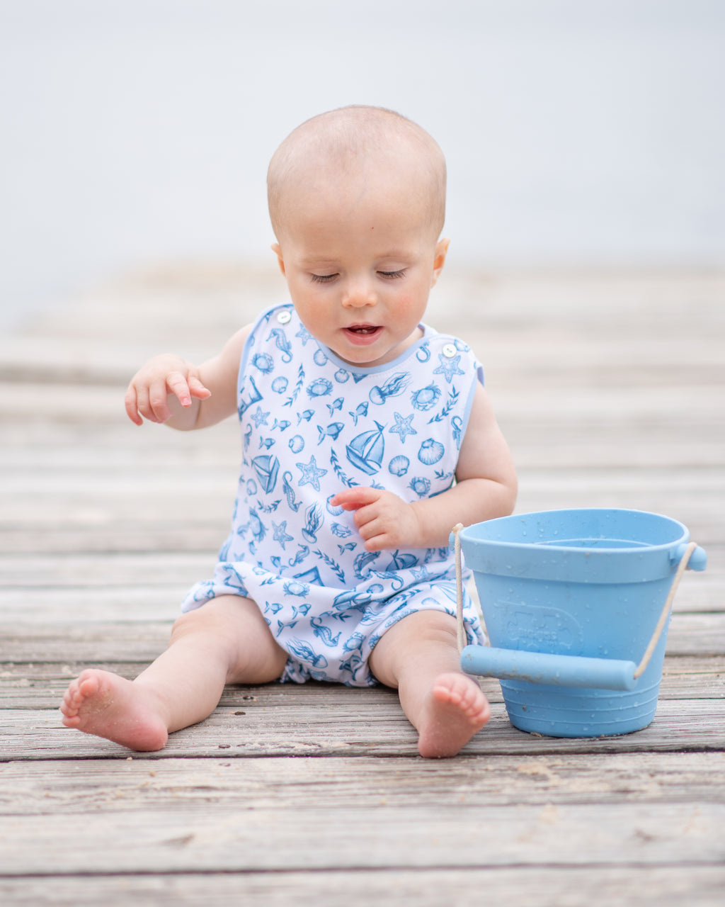 Baby Boy Blue Nautical Romper - Little Threads Inc. Children's Clothing