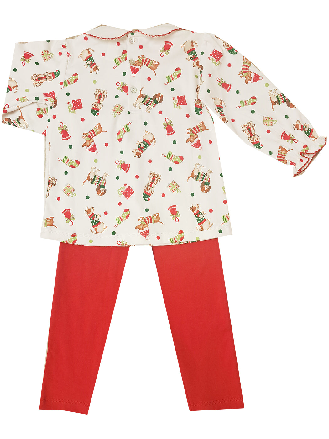 Christmas dogs print Pima cotton  girl's Pant set - Little Threads Inc. Children's Clothing