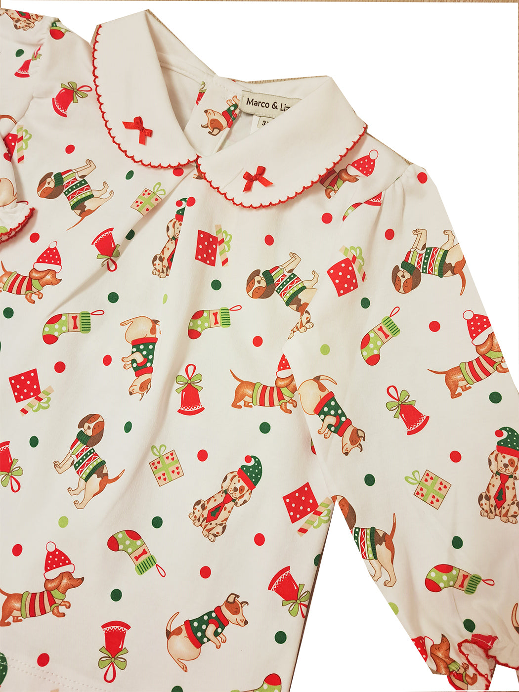 Christmas dogs print Pima cotton  girl's Pant set - Little Threads Inc. Children's Clothing