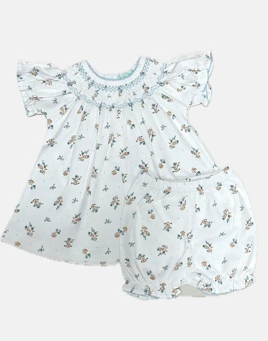 Baby Girl's Hand-Smocked Floral Bloomer Set