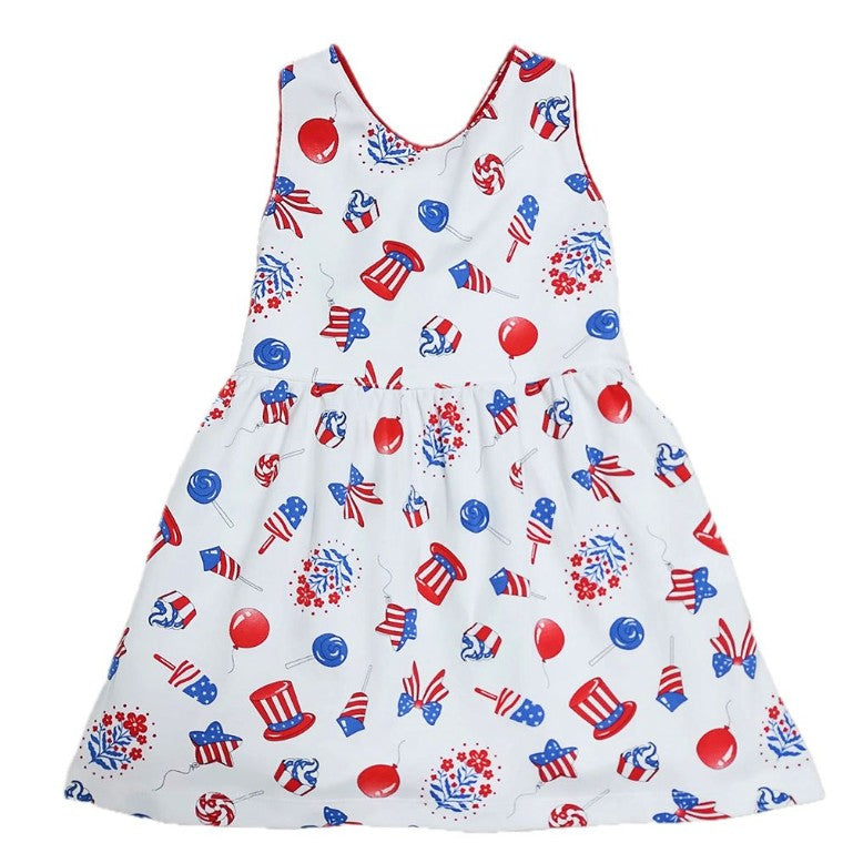 Patriotic Criss cross open back girl's Sundress - Little Threads Inc. Children's Clothing