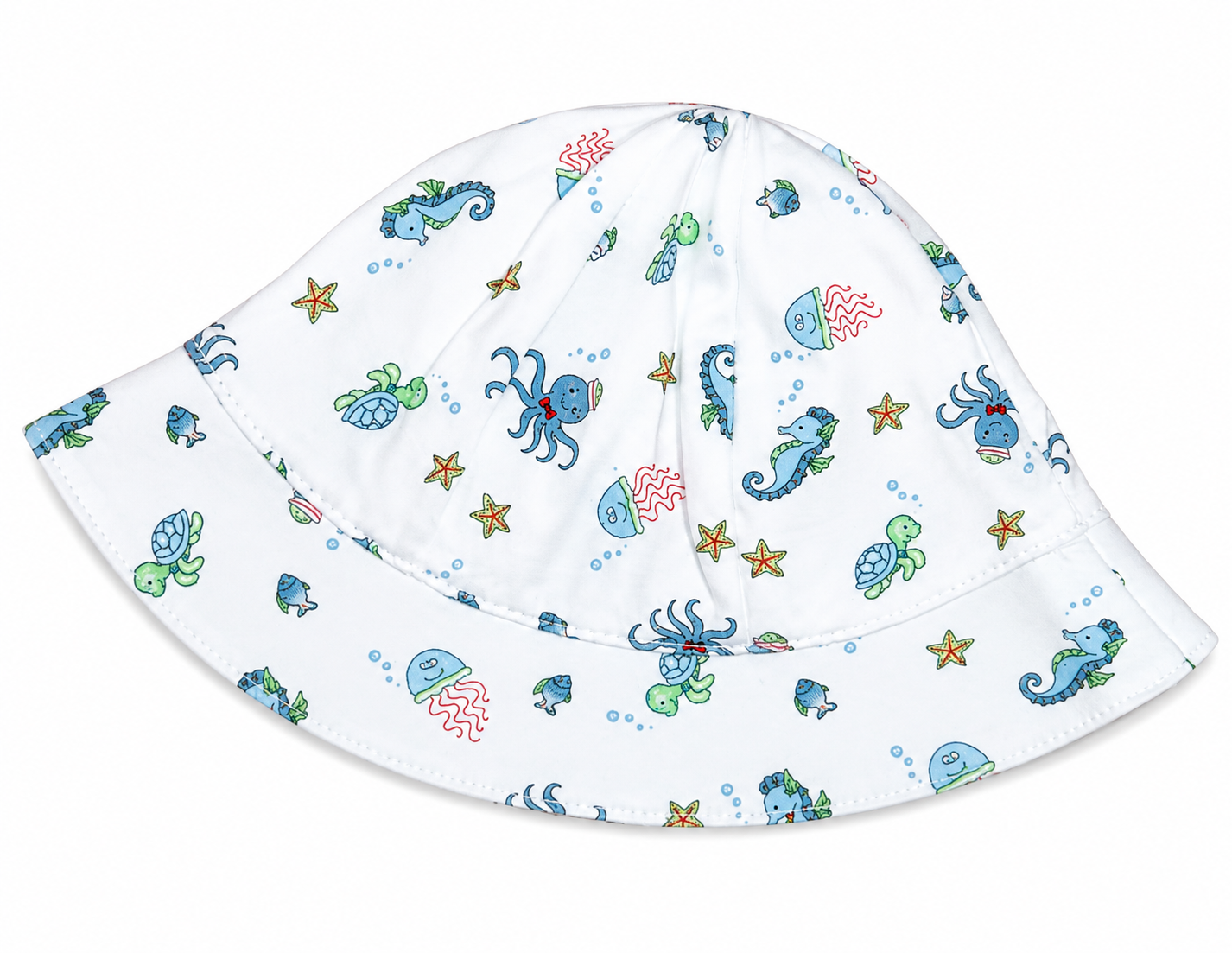 Boys Sunhat- Seahorses and Jellyfish, kites and Nautical Puppy
