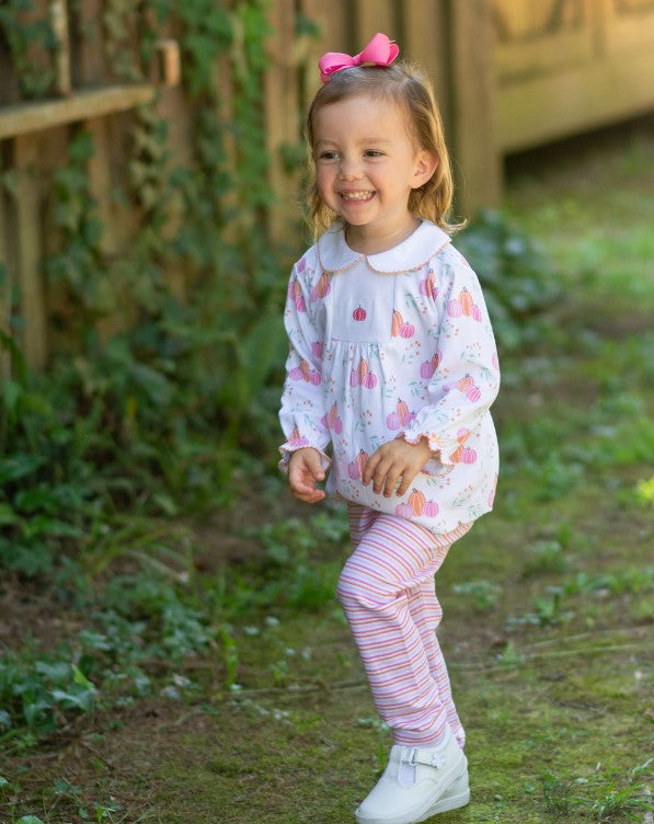 Pumpkin knit  girls pants set - Little Threads Inc. Children's Clothing