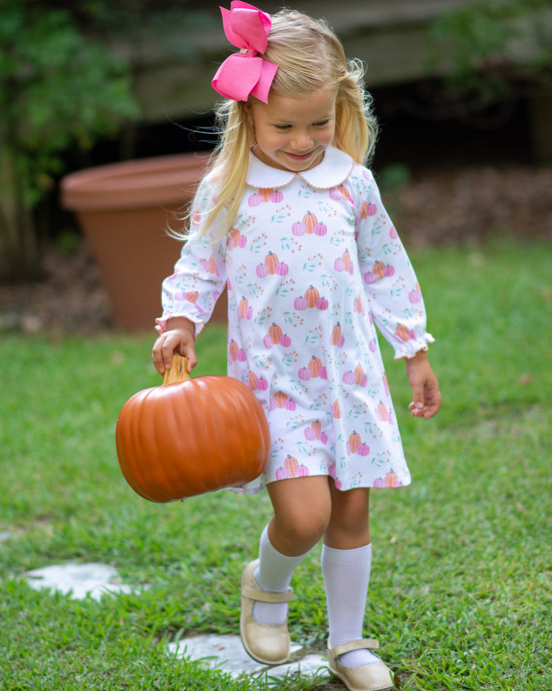 Girl's "Fall Pumpkin" A-Line Dress - Little Threads Inc. Children's Clothing
