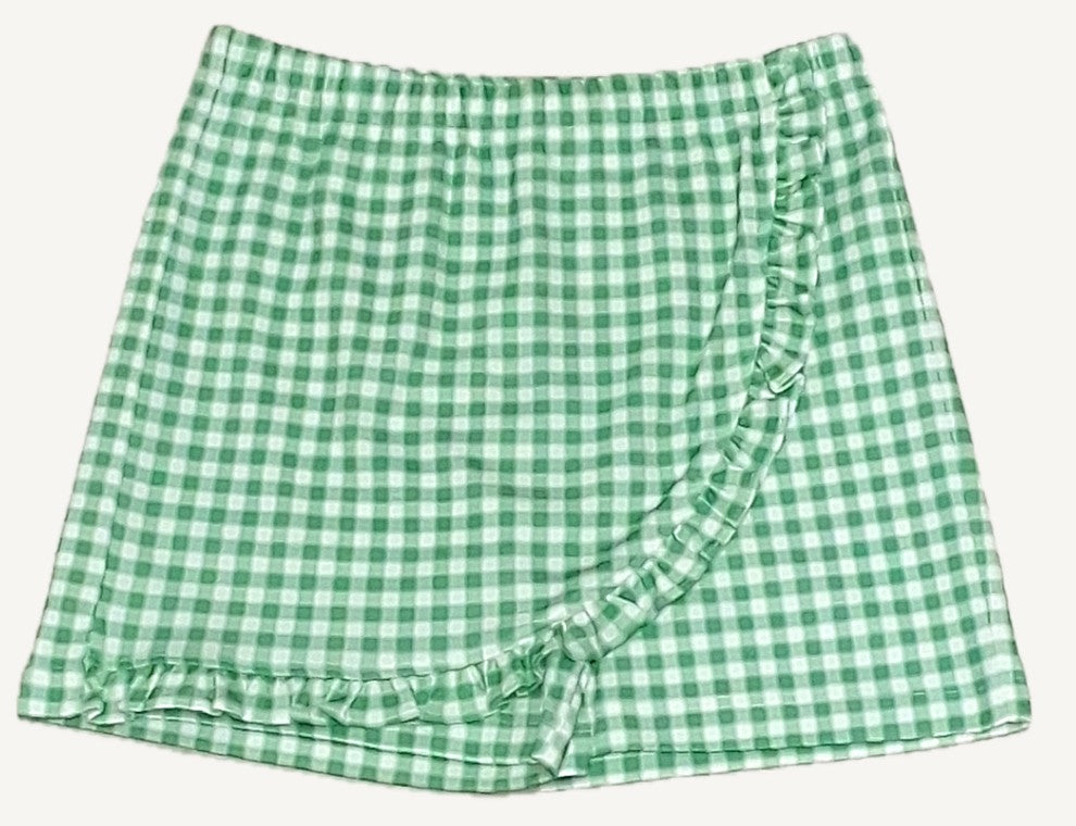 Green checks girl's skort - Little Threads Inc. Children's Clothing