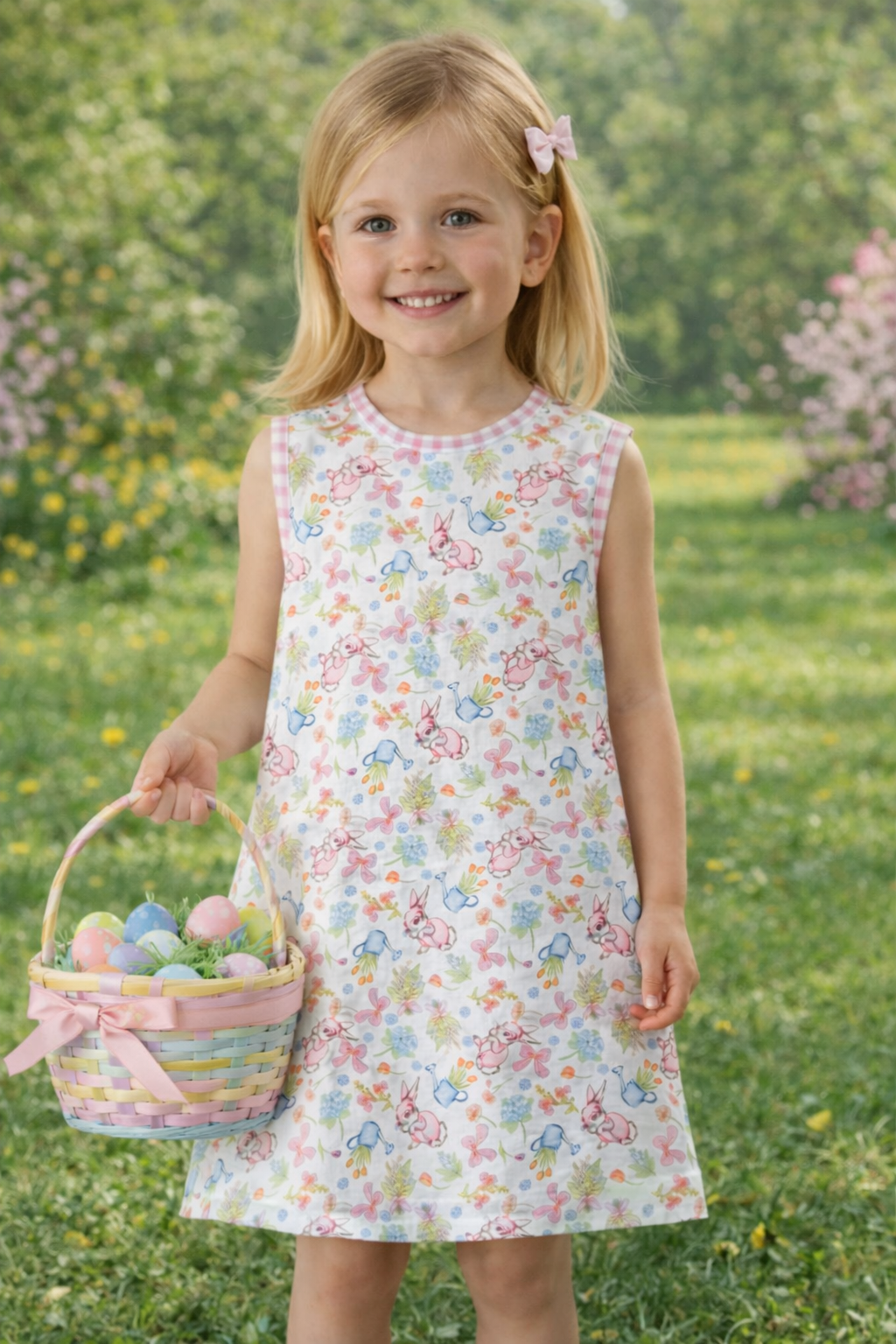 Easter Bunnies Girl's A Line Dress - Little Threads Inc. Children's Clothing