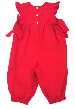 Girl's Red Corduroy Romper - Little Threads Inc. Children's Clothing